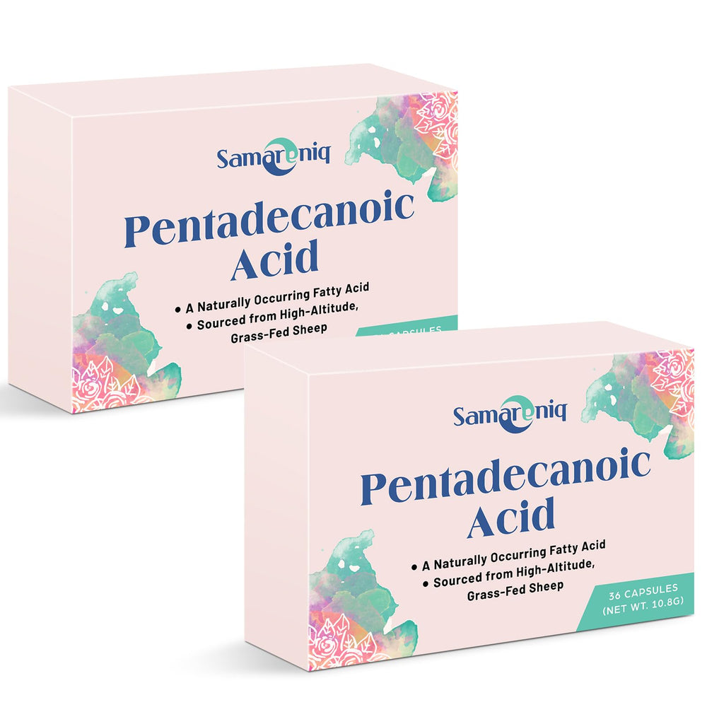 Samareniq pentadecanoic acid bottle ready for daily cellular energy support.