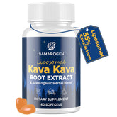 Samarogen Kava Capsules bottle front, premium calm support visual