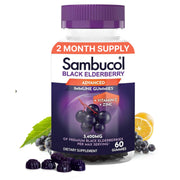 Sambucol Black Elderberry Gummies bottle front showing convenient daily immune support