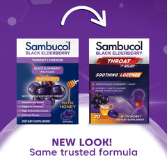 Sambucol elderberry lozenge packaging highlights premium Haschberg berries