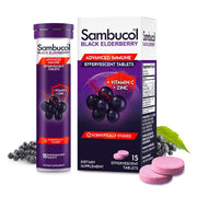 Sambucol black elderberry tablets dissolving in water for a refreshing immune-support fizz