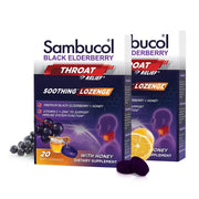 Sambucol throat lozenge honey closeup shows soft texture and natural sweetness
