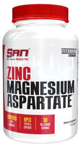 SAN Zinc Magnesium Aspartate bottle front for daily mineral support.