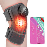 SanaTech red-light knee brace front view shows cordless relief during daily activities.
