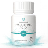 Sanare Lab Hyaluronic Acid 70 mg bottle front image highlighting joint support and hydration