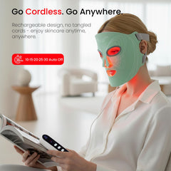 SanaTech mask demonstrates orange light at 600nm for gentle care.