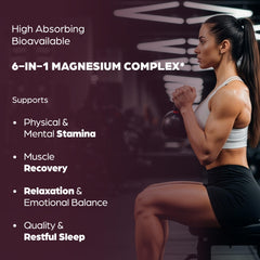 Sandhuherbals Complete Magnesium bottle label notes zinc for balanced mineral support.
