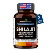 SANDHUHERBALS Shilajit capsules bottle highlighting daily energy support