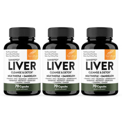 Sandhu's Liver Cleanse bottle label highlighting daily detox support