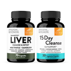 Sandhu's Liver Cleanse bottle shown for easy daily detox support.