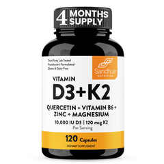 Sandhu's Vitamin D3 K2 Magnesium bottle pour signals daily energy and calcium balance