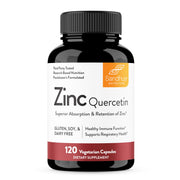 Sandhu's Zinc Quercetin bottle highlights high-absorption immune support.