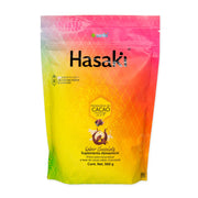 Sanki Hasaki chocolate powder tub promoting gut-friendly daily nutrition