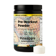 Santa Cruz Paleo pre-workout powder bottle with pineapple flavor for clean energy during workouts