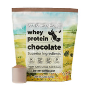 Santa Cruz Paleo Whey Protein Chocolate scoop in shaker for smooth shakes