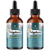 Santegra Polyphenols Liposomal bottle shows antioxidant-rich formula for daily energy.