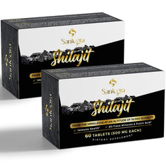 Santegra Shilajit tablets 30kmg bottle displaying premium Himalayan resin for daily energy.