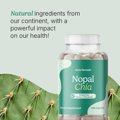 Santo Remedio Nopal Chia bottle front view for convenient daily use