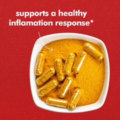 Santo Remedio Turmeric capsules closeup shows vegan and gluten-free formula