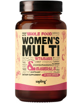 Sapling Women's Multivitamin bottle on a kitchen counter for daily wellness routine