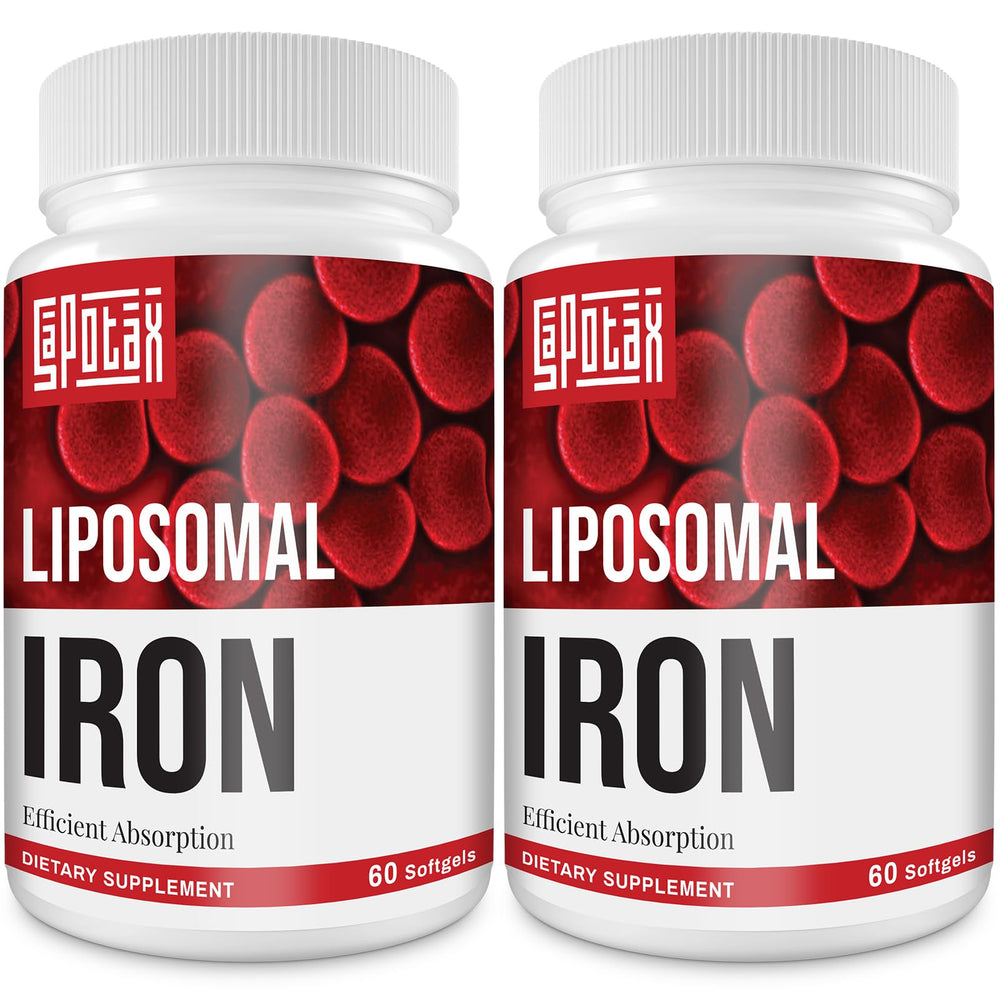 Sapotax Liposomal Fe softgel bottle shown for daily iron support.