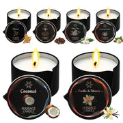 Sariiraw six-pack massage candle collection packaging, ideal for gifting and home spa evenings.