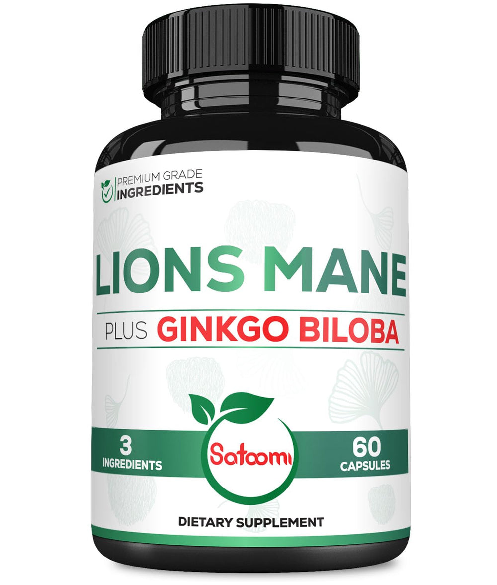 Satoomi Lions Mane bottle on desk supports daily focus during busy mornings.