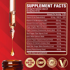 Satoomi turmeric liquid dropper dispensing dose for easy use.