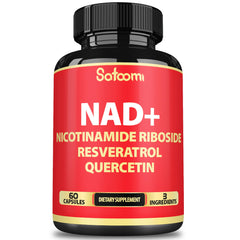 Satoomi NAD supplement bottle front view for daily energy support.