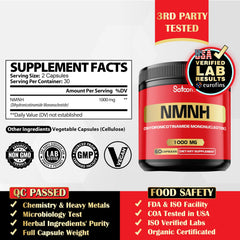 Satoomi NMNH capsules close-up showing vegan formulation