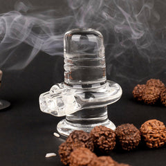 SATVIK STORE Sphatik quartz Shivling for pooja and meditation spaces.