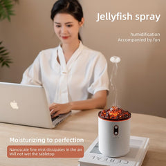 Saunana Volcano Humidifier red blue lights enhance mood lighting in bedrooms.