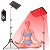 SAVILER red light therapy lamp on a stand for at-home skin care and relaxation