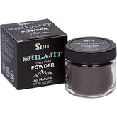 Sayan Pure Shilajit Powder jar front showing premium vitality support.
