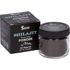 Sayan Pure Shilajit Powder jar front showing premium vitality support.