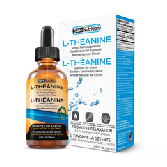 SBR Nutrition Liquid L-Theanine Drops lemon flavor supports relaxation and clear thinking.