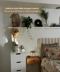 SCANDINORDICA disco ball diffuser emits a gentle mist for ambient aromatherapy.