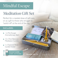 Scentered engraved brass holder with Stop Inhale Reset guides mindful candle rituals