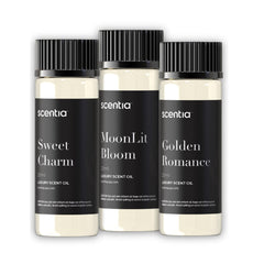 Scentia Love Collection MoonLit Bloom bottle, calming evening mood.