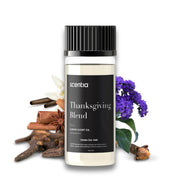Scentia Thanksgiving Blend bottle front with warm cinnamon and vanilla aroma for cozy spaces.