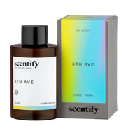 Scentify 5th Ave diffuser oil bottle highlights a premium blend for luxurious home ambiance.