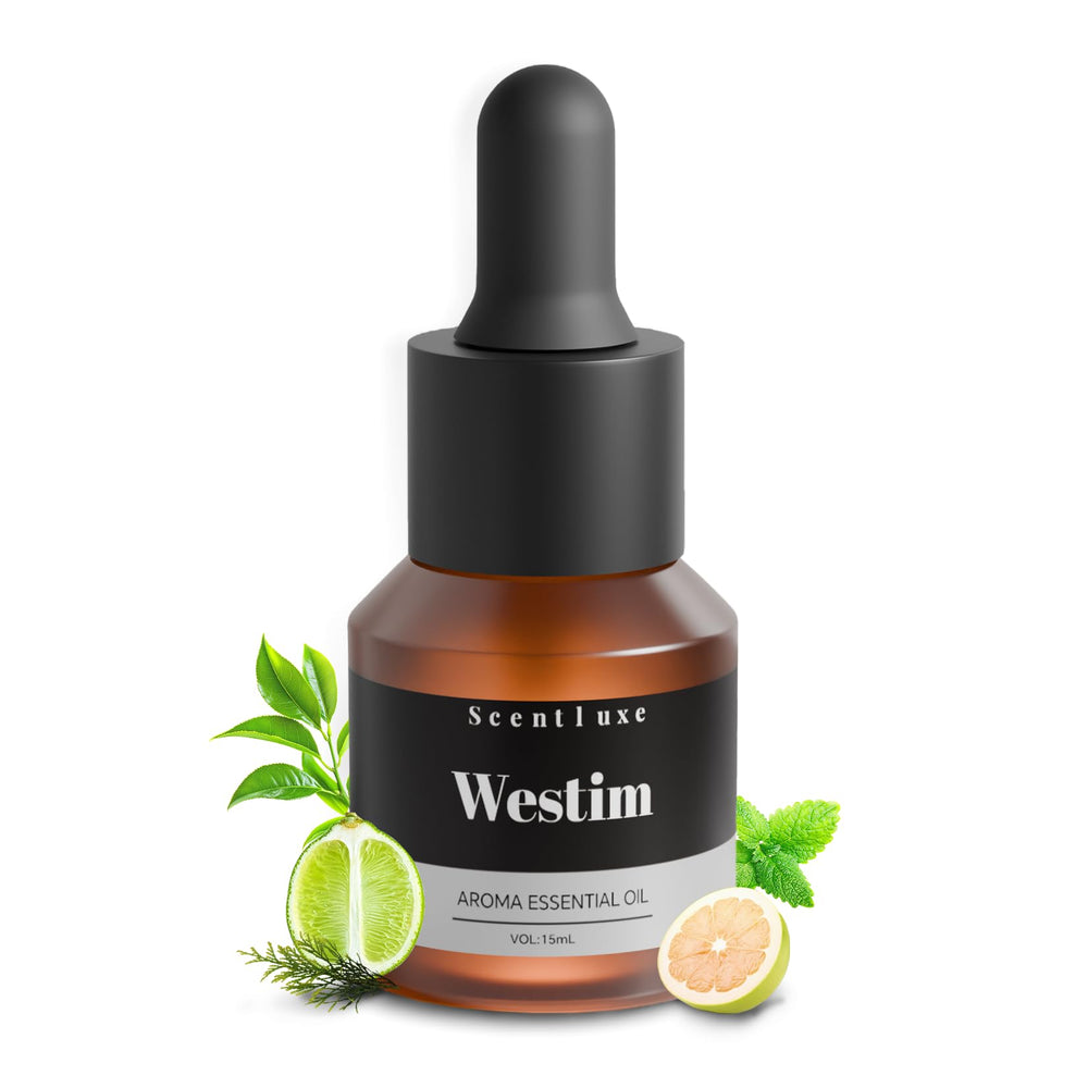 Scentluxe Hotel Essential Oils bottle with dropper for precise diffuser dosing.