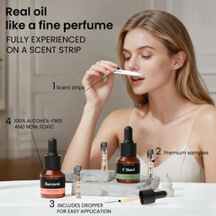 Professional scent strips showing the scent evolution from fresh to floral.