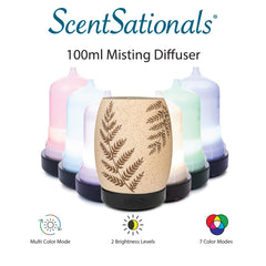 Scentsationals Eclectic Fern diffuser with water tank visible during use, humidifying air.