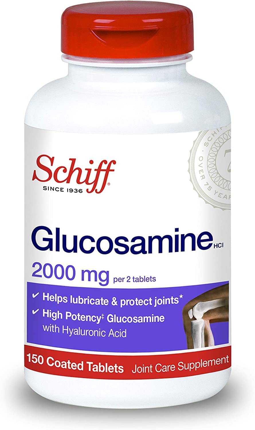 Schiff Glucosamine 2000mg bottle highlighting joint support.