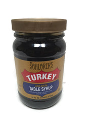 Schlorer's Mrs Turkey Golden Table Syrup bottle, front view, ideal for glaze and table presentation.