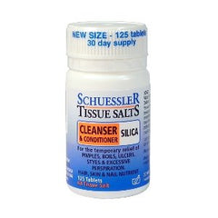 Schuessler Silica-100 packaging showing gentle homeopathic supplement for connective tissue support.