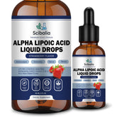 Scibalia Alpha Lipoic Acid liquid drops bottle shows a potent antioxidant blend for daily energy support.