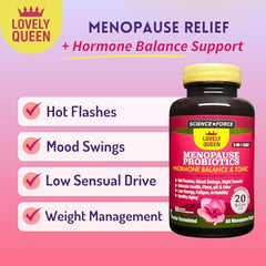 Lovely Queen capsules dispensed highlight daily probiotic support and mood balance.