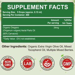 SCOLA Organics oregano drops with dropper, enabling precise dosing for easy daily wellness.